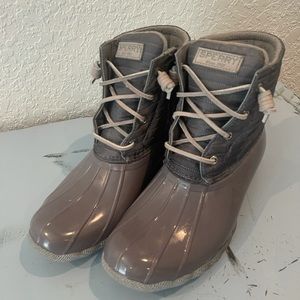 sperry saltwater duck boots waterproof snow 8.5 gray
